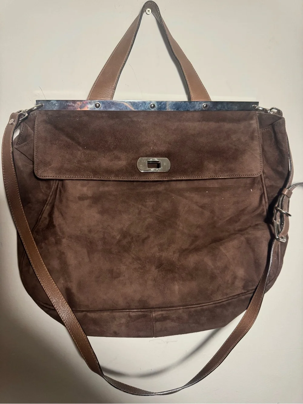 Marni Brown Suede Top handle bag